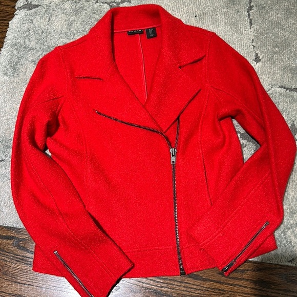 Tahari Red wool moto jacket - Picture 1 of 6
